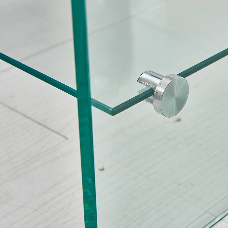 Modern Tempered Glass Console Table - Rounded Edge Sofa Accent‌