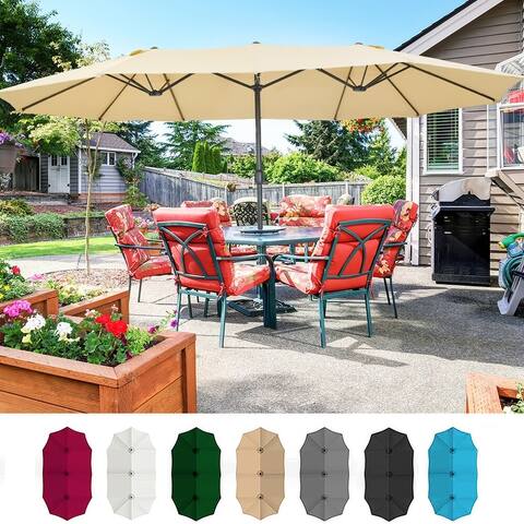 Johnn 15' Double-Sided Outdoor Offset Patio Twin Umbrella