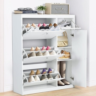 Shoe Storage Cabinet for Entryway, Hidden Shoe Organizer Cabinet with ...