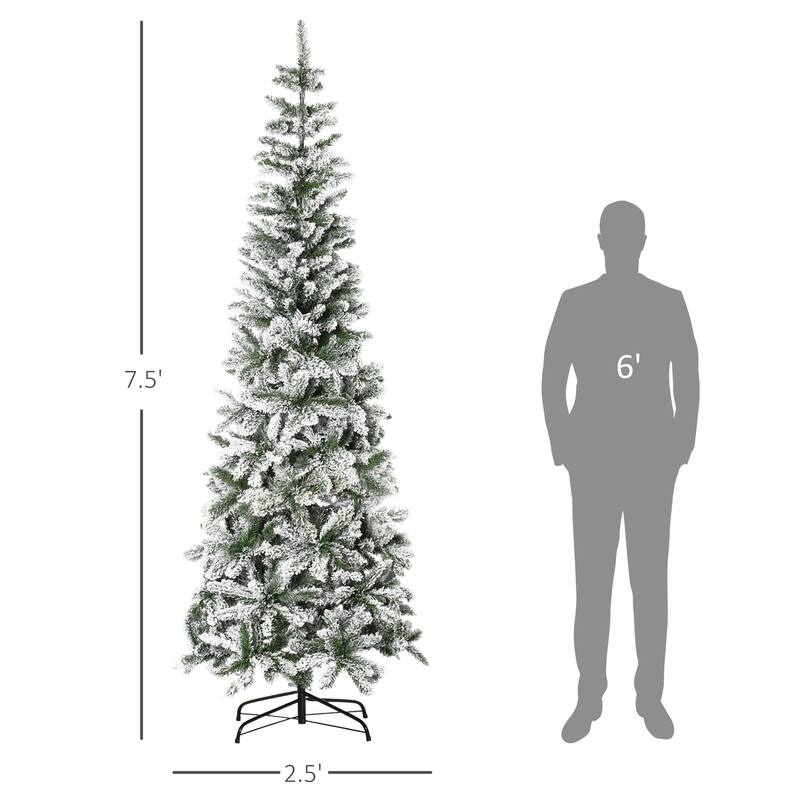 7.5ft Unlit Snow-Flocked Pine Tree, 668 Tips for a Realistic Winter Look