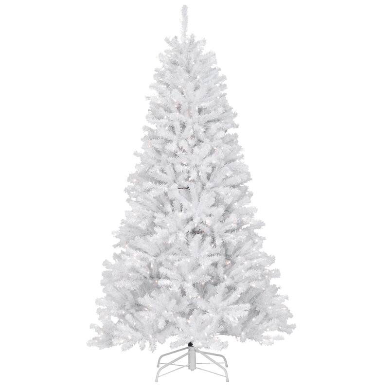 National Tree Company 7.5 ft. North Valley White Spruce Tree with Clear Lights - 7.5 Foot