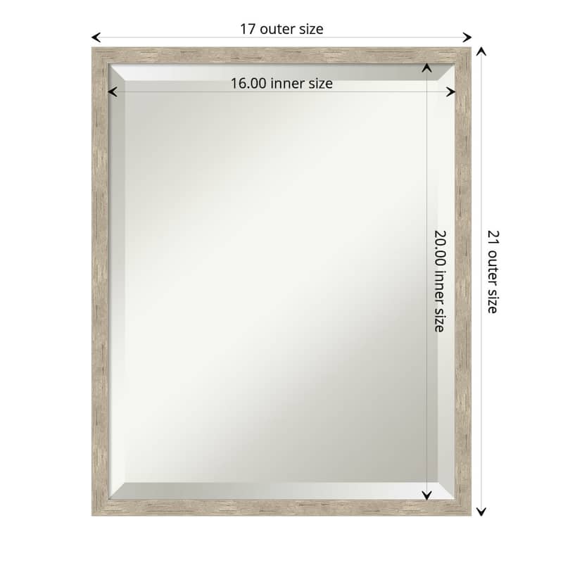 Imprint Beveled Wood Framed Bathroom Vanity Wall Mirror - Imprint Light Pewter - Glass Size 16x20