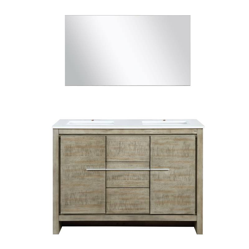 Lafarre 24 in W x 20 in D Rustic Acacia Bath Vanity, Cultured Marble Top and 18 in Mirror - 48 Inch