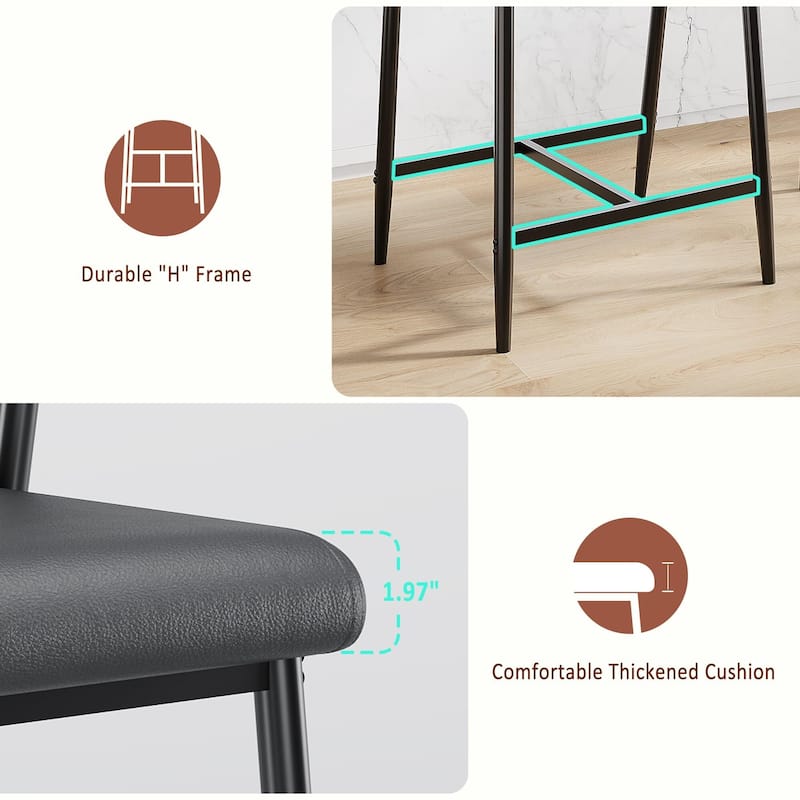 26" Counter Height Bar Stools Set of 2/4 with Arms, 2PCS/4PCS Modern Bar Stools Set with Back & Upholstered Wider Seat