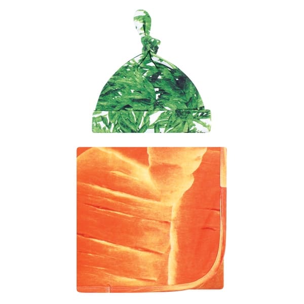 slide 1 of 1, Touched by Nature Baby Organic Cotton Swaddle Blanket and Headband or Cap, Carrot, One Size - Carrot - One Size One Size - Carrot
