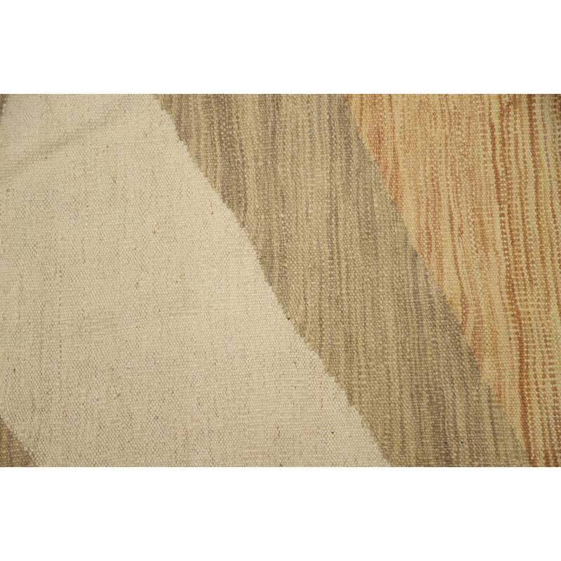 Hand Woven Oriental 100% Wool Carpet Southwestern Modern Beige & Ivories Kilim Area Rug - 5' 10'' X 3' 11''