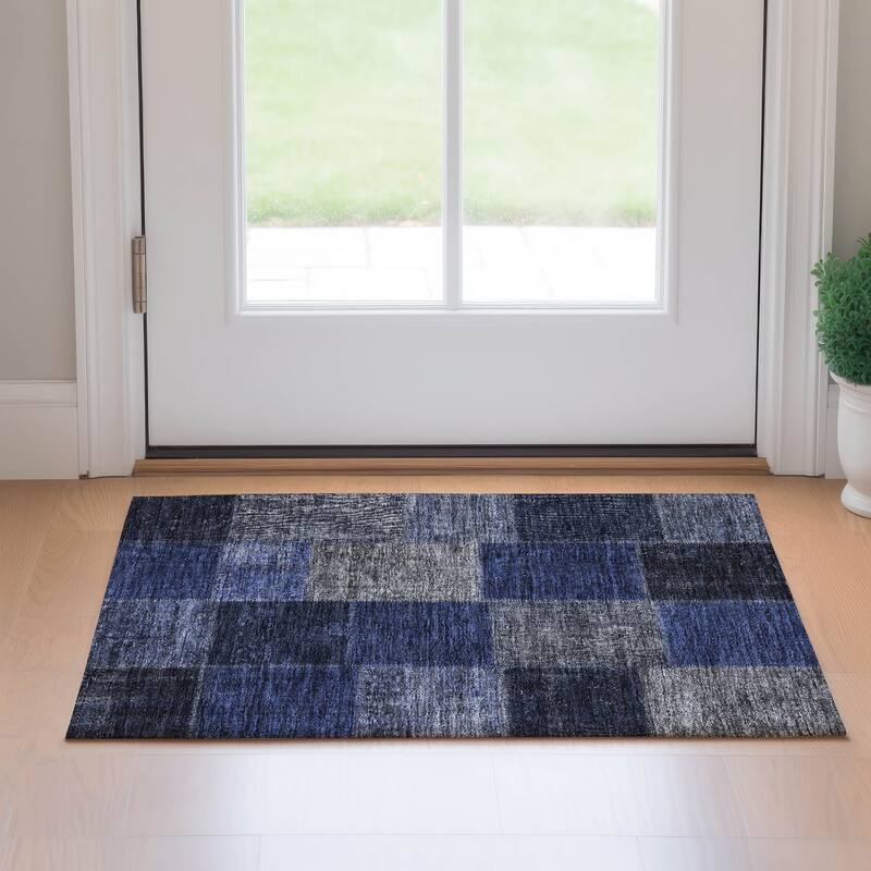 Premium Washable Super Soft Vintage Global Mayfield Rug - Navy - 1' 8" x 2' 6" - Rectangle