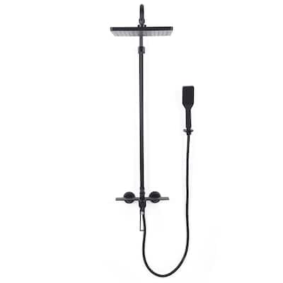Exposed Tub and Shower Faucet with Handheld Shower Brass Brass Wall Mount Complete Shower System with Tub Spout