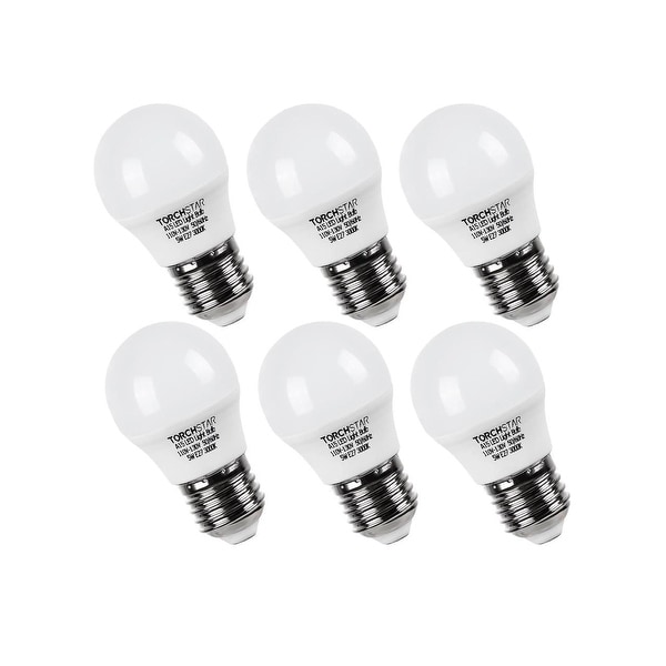 6PACK 5W A15 LED Light Bulb, 40W E26/E27, 3000K - 3000K Warm White. Opens flyout.