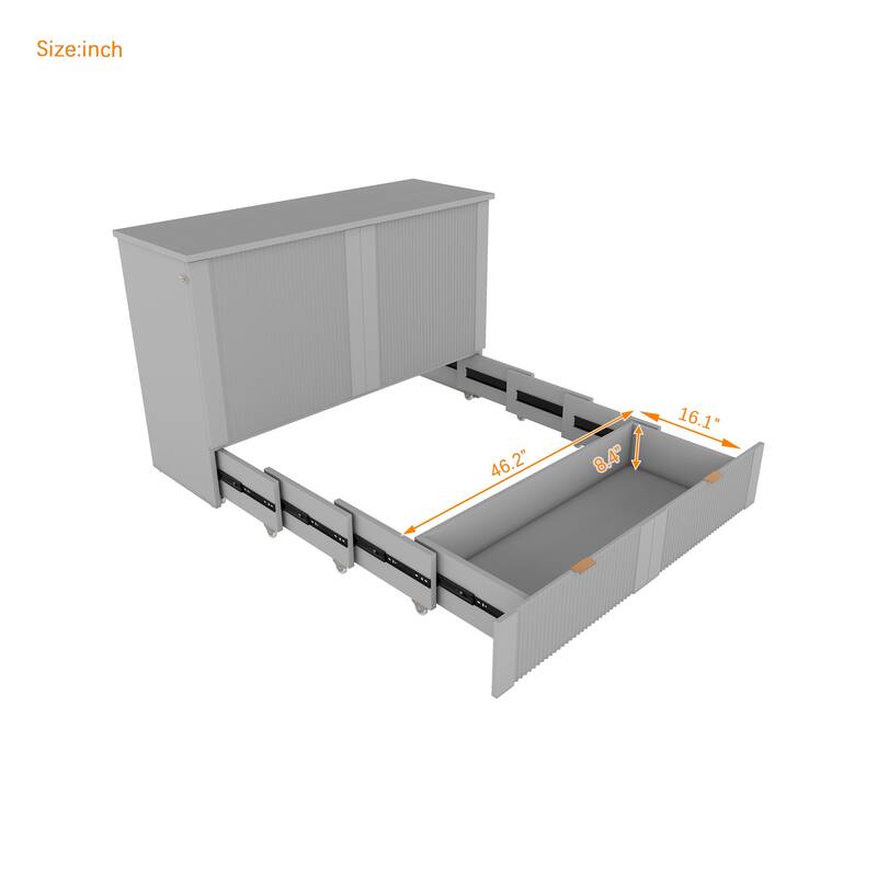 Full Size Murphy Bed Wall Bed with drawer and a set of Sockets