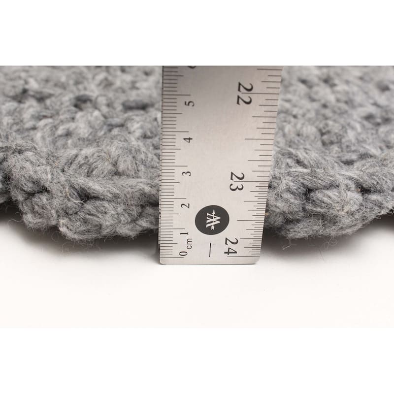 ECARPETGALLERY Braid weave Sienna Grey Wool Rug - 3'4 x 3'4