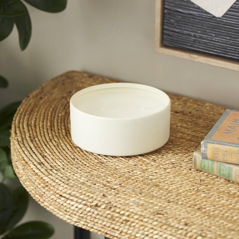 Beige, Black or Cream Metal Scented Textured 22oz 3 Wick Decorative Candle with White Wax - Cream - Floral Paradise Scented