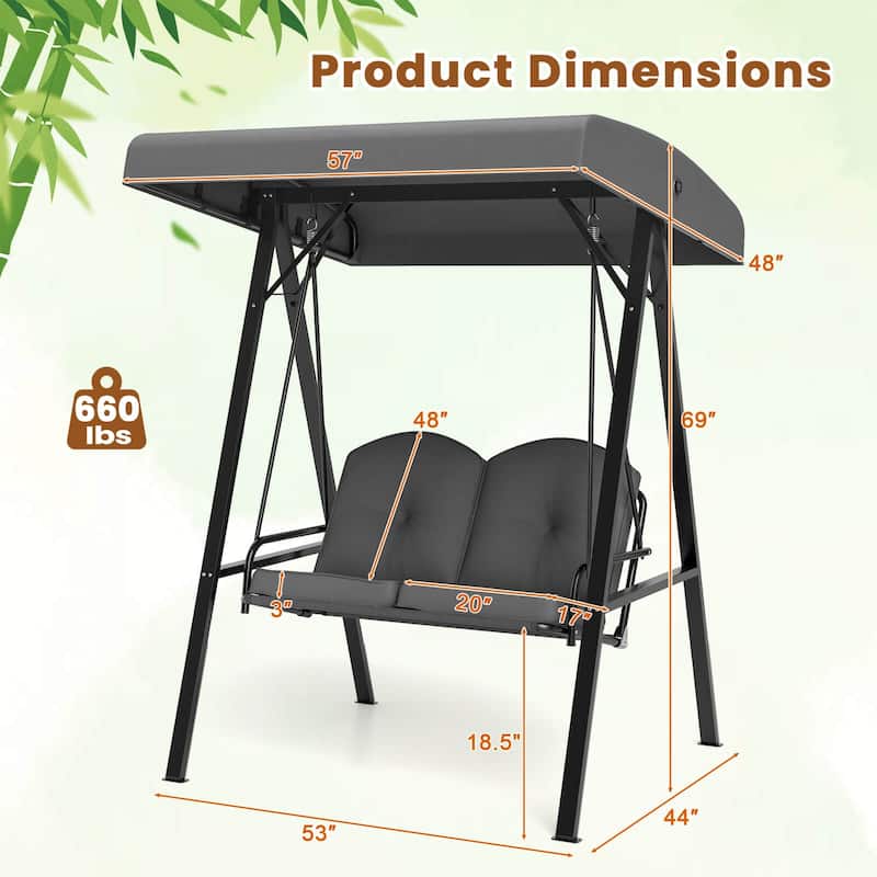 Costway 2-Person Outdoor Porch Swing Swing Loveseat with A-Shaped - See Details