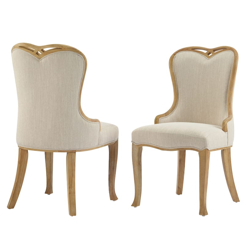 Christopher Knight Home - Evadne Rubberwood Wing Back Upholstered Dining Chair Set - 2 Piece - Natural