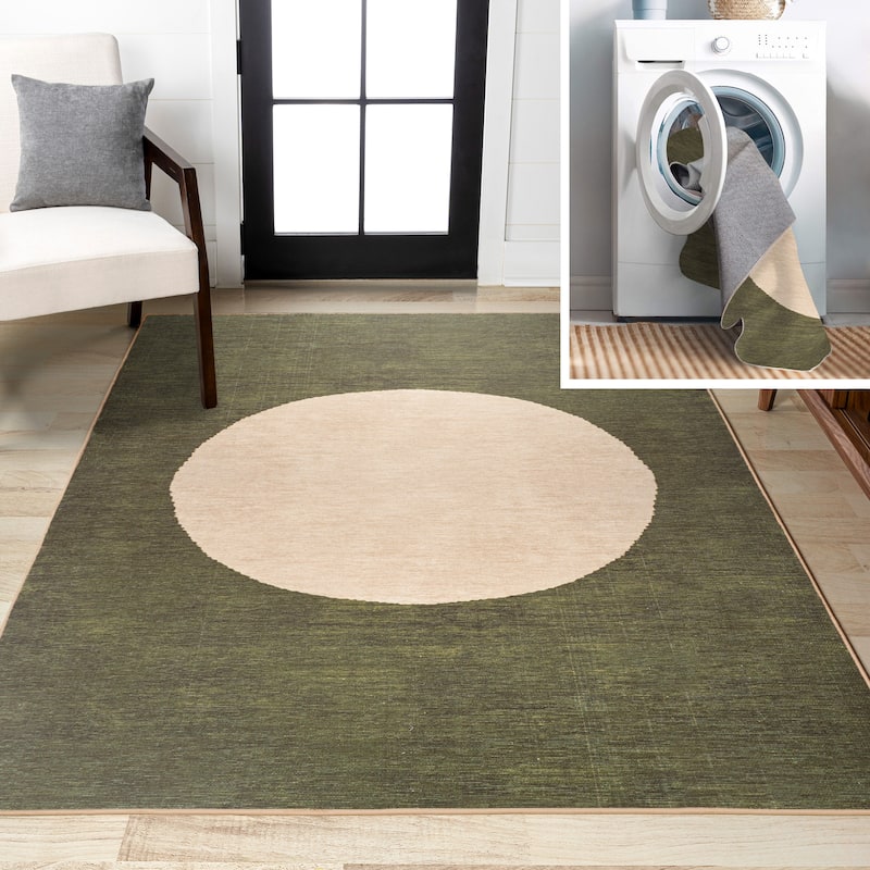 JONATHAN Y Demie Bohemian Textured Weave Floral Machine Washable Area Rug - 2 X 8 - Green/Cream