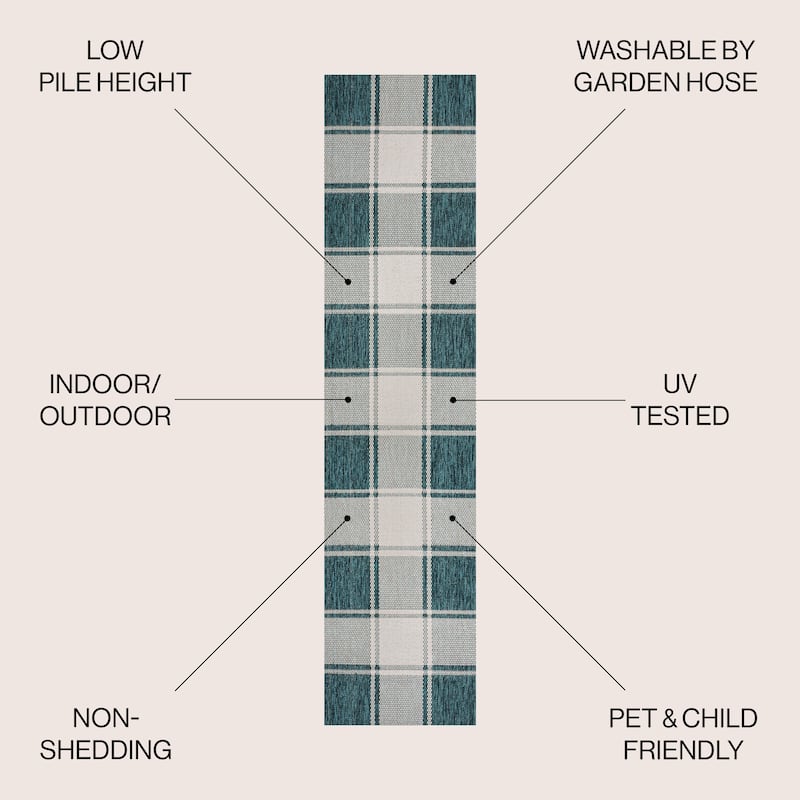 JONATHAN Y Lior Traditional Farmhouse Bold Gingham Indoor/Outdoor Area Rug