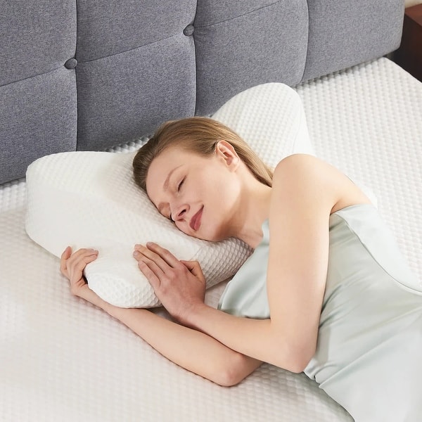 2 PCS Shredded Memory Foam Pillow, Cooling Standard Bed Pillows for Sleeping - for Side, Back, Stomach Sleepers - White