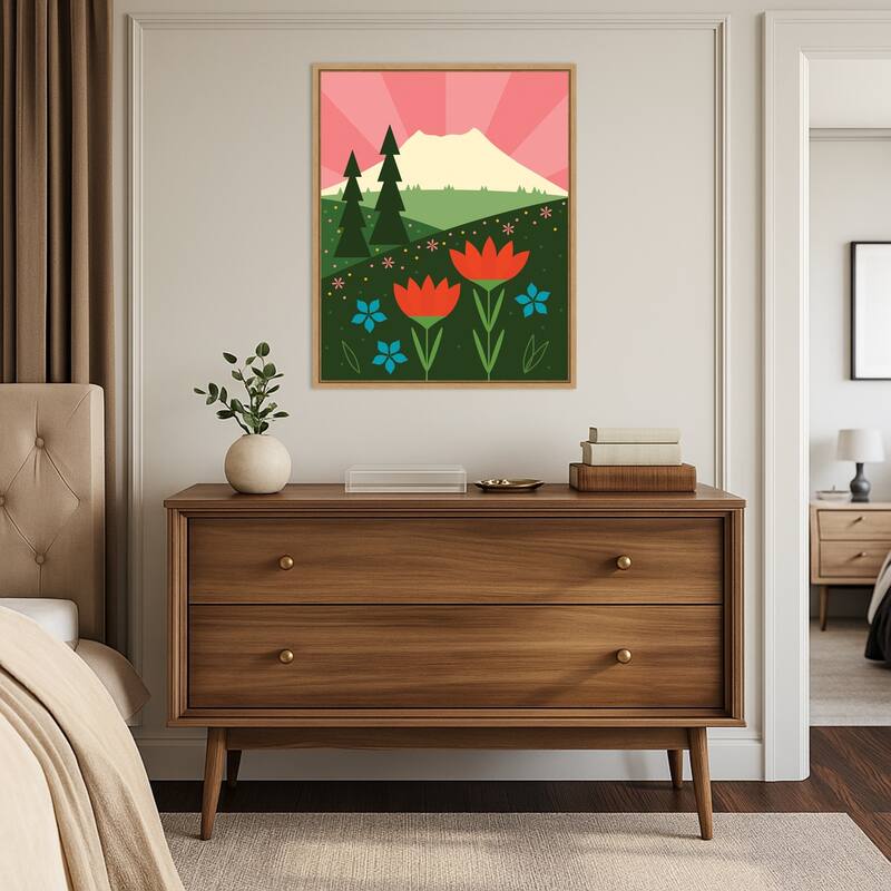 Mt St Helens by Amber Leaders Designs Framed Canvas Wall Art Print