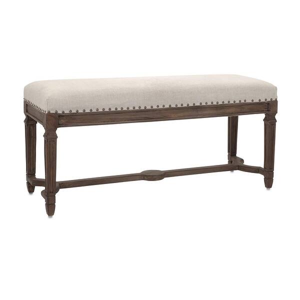 43.5” Grayton Wooden and Gray Upholstered Bench - N/A