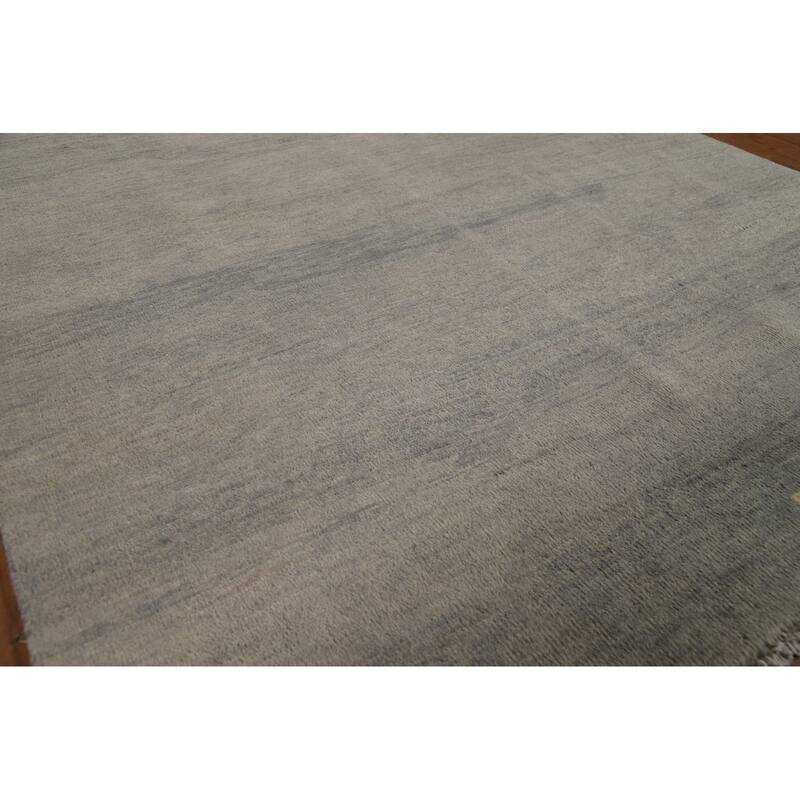Stripe Gray Modern Gabbeh Oriental Rug Hand-Knotted Wool Carpet - 4'11" x 6'6"
