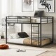 preview thumbnail 23 of 30, Full over Full Size Metal Low Bunk Bed with Ladder and Fence for Kids' Bedroom Full over Full - Black