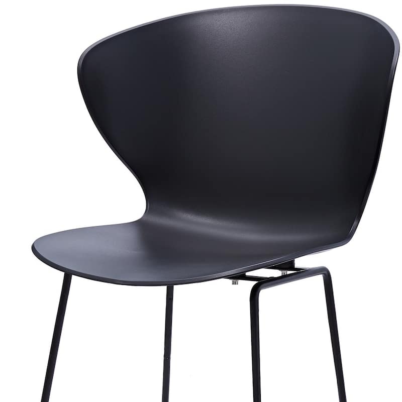 HomeRoots Set of Two 26" Black Heavy Duty Plastic and Metal Low Back Counter Height Bar Chairs