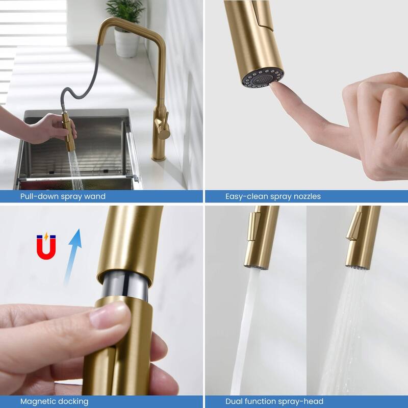 High Arc Single Lever Kitchen Faucet with Pull Down Sprayer