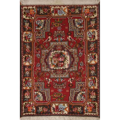 Victorian Style Bakhtiari Persian Rug Hand-knotted Wool Carpet - 3'10" x 4'11"