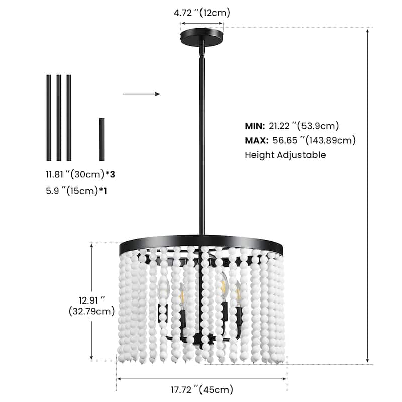 Modern Chandelier Dimmable Black and Gold Drum Chandeliers Light Fixture for Living Room Dining Room