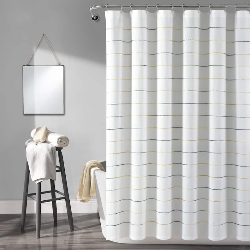 Lush Decor Ombre Stripe Yarn Dyed Cotton Shower Curtain - Yellow & Gray