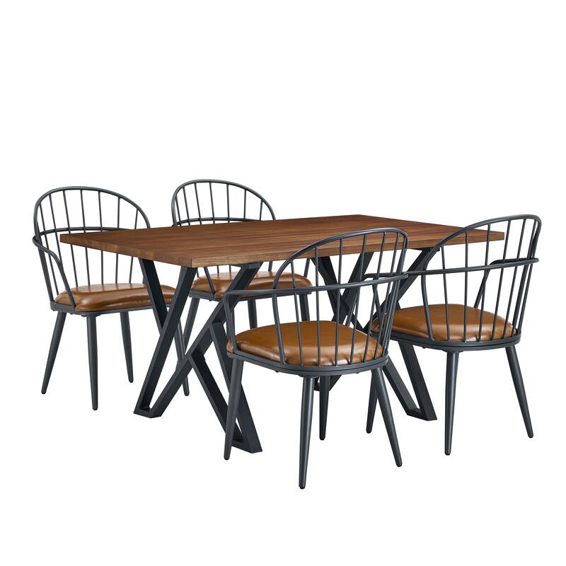 Christopher Knight Home Indoor 5-Piece Dining Set With Metal Legs