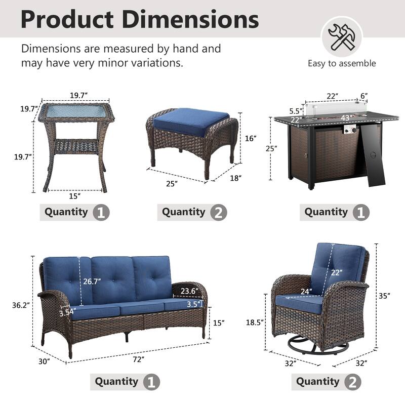Gymojoy Outdoor Fire Pit Conversation Set, 3-Seat Sofa & Chairs Patio Furniture Set