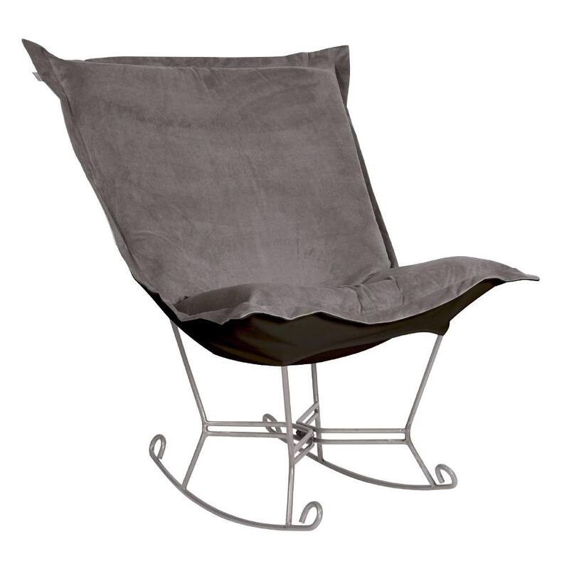 Allan Andrews Scroll Puff Rocker with Titanium Frame, Bella Collection - Pewter
