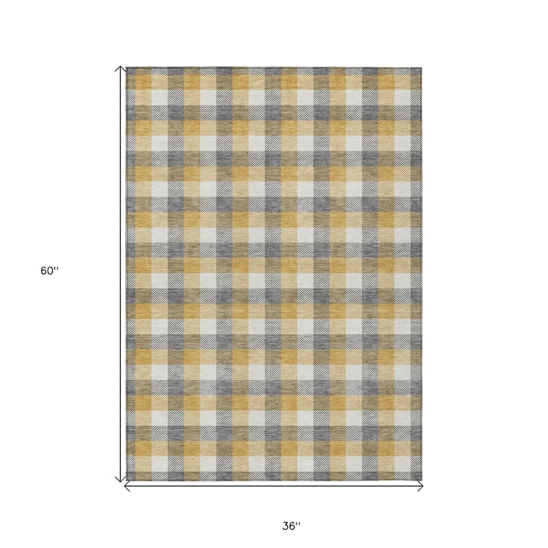 HomeRoots Plaid Transitional Rectangle Outdoor Rug