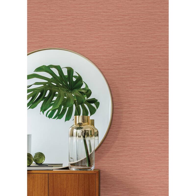 A-Street Prints Rushmore Coral Faux Grasscloth Wallpaper