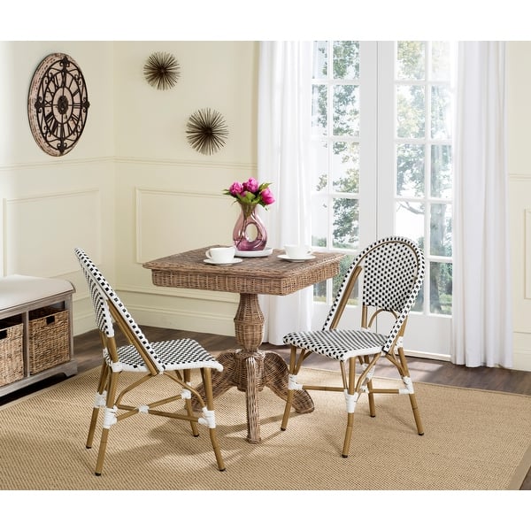 slide 2 of 10, SAFAVIEH Salcha Indoor-Outdoor Black/ White Stacking Side Chair (Set of 2)