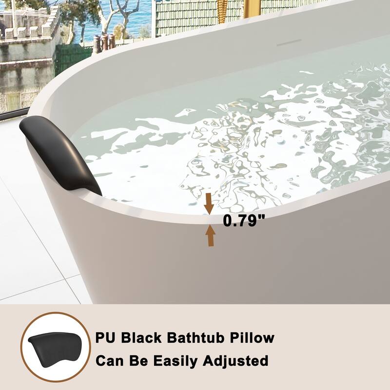 CASAINC Resin Stone Solid Surface Soaking Stand Alone Bathtub Freestanding Bathtub in Matte White