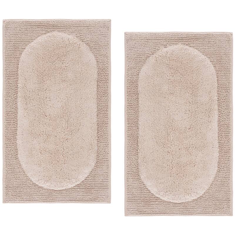 SAFAVIEH Home Zino Oval Textured Bathmat (Set of 2) - Natural - 21"W x 34"L