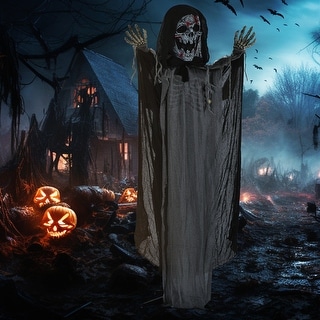 74" Life Size Outdoor Halloween Decorations Skeleton Witch, for Garden, Lawn