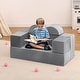 preview thumbnail 16 of 14, Kids Play Couch 6Pcs Modular Toddler Sofa for Playroom and Bedroom, Convertible Couch with Removable Cover（Grey ang Blue）