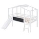 preview thumbnail 6 of 7, White Twin Loft Bed with Ladder, Slide & Blackboard