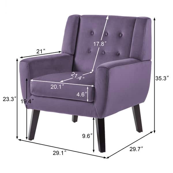 dimension image slide 0 of 8, Velvet Upholstered Armchair Tufted Accent Chair