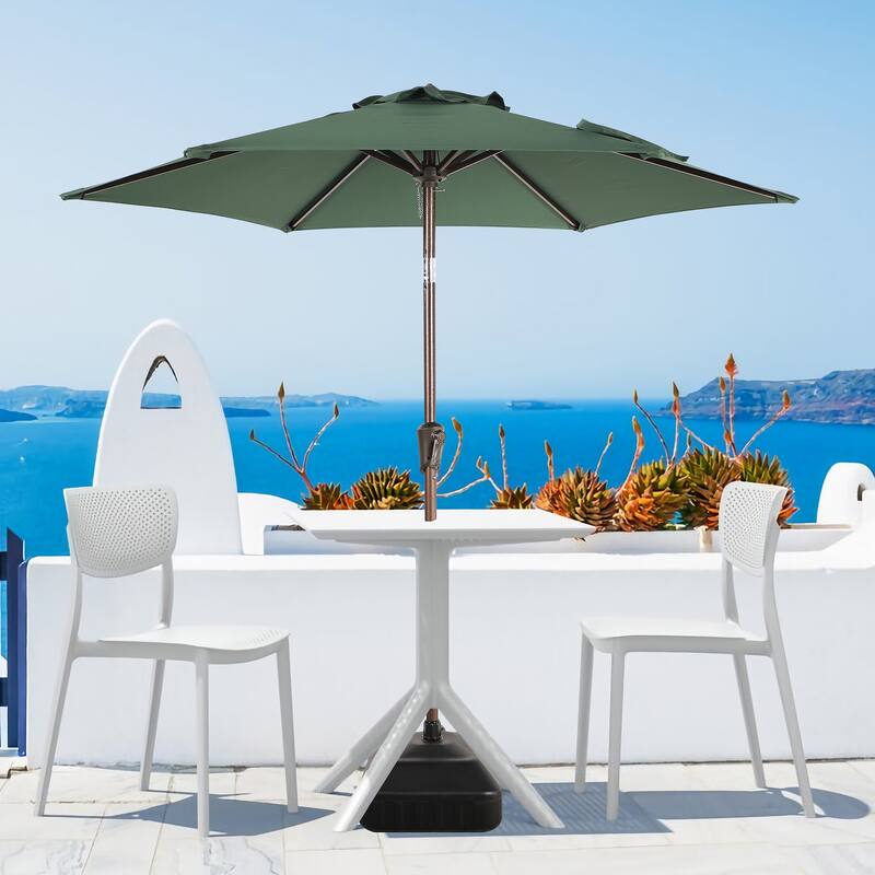 7.5 Feet Patio Market Umbrella with Base - Dark Green