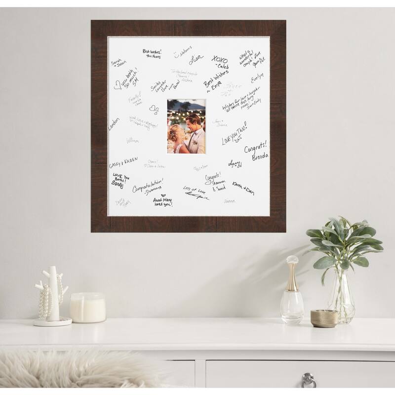Wildwood Signature Mat Picture Frame - Autograph Photo Frame Guest Book Alternative for Weddings, Graduations, or Retirement