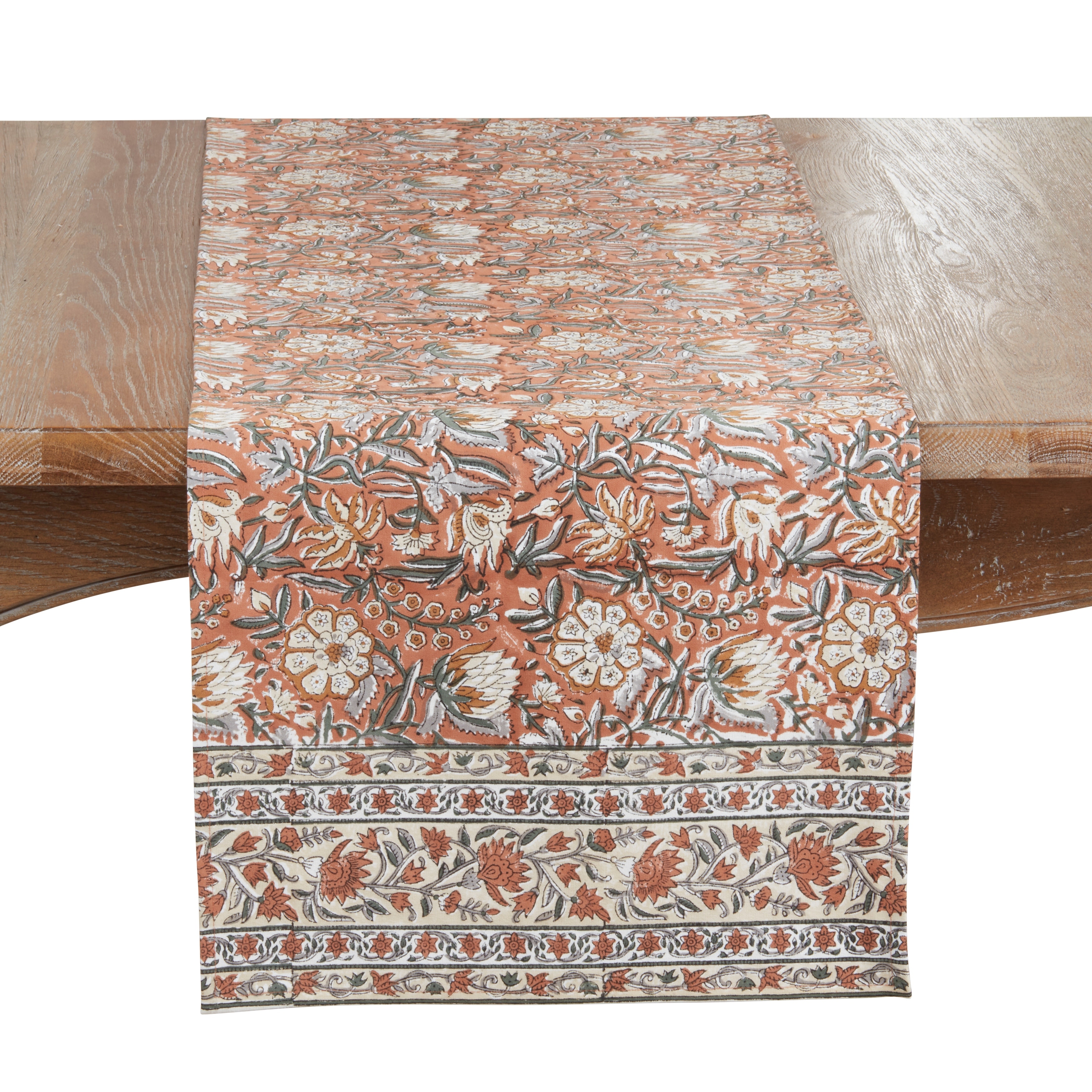 Saro Lifestyle Botanical Garden Table Runner - Cotton Floral Runner for Farmhouse Dining, Cottage Decor & Entertaining
