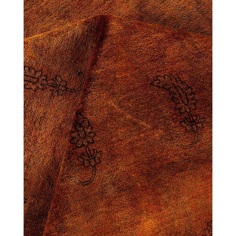 Overton Hand Knotted Wool Vintage Inspired Modern Contemporary Overdyed Yellow Area Rug - 8' 10" x 11' 10"
