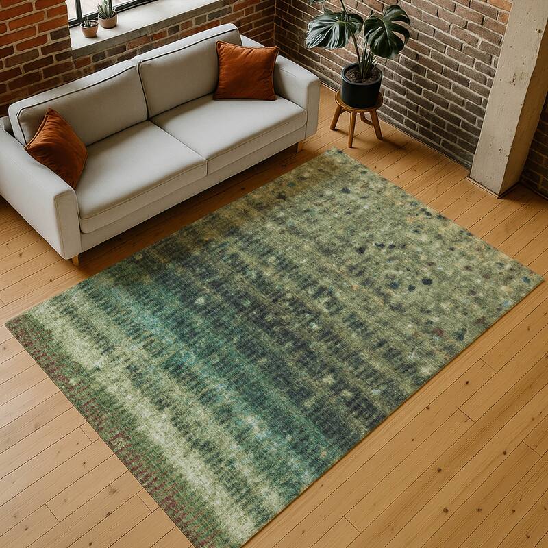 Machine Washable Indoor/ Outdoor Abstract Ombre Chantille Rug