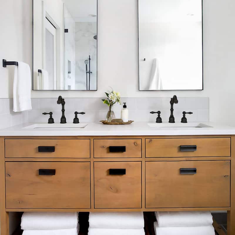 Widespread Two-handle Copper Bathroom Faucet