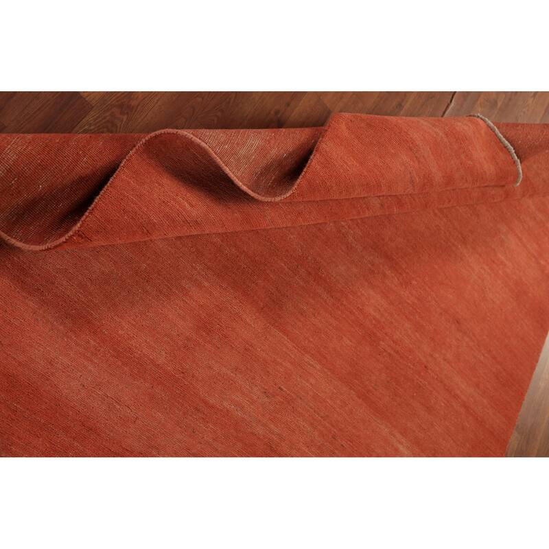 Orange Solid Gabbeh Modern Area Rug Handmade Wool Carpet - 5'7" x 7'7"