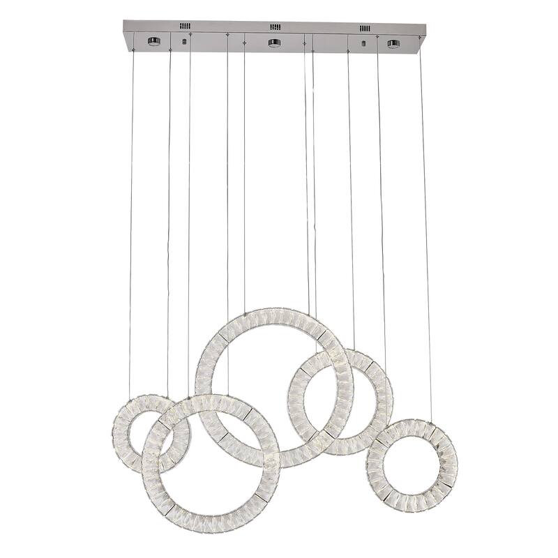 8-Light Chrome Dimmable LED Chandelier with Clear Crystal Accents